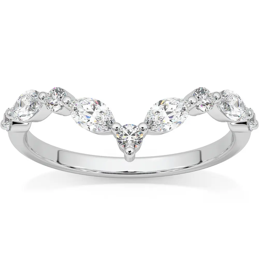 .60Ct Diamond Guard Insert V Shape Marquise Wedding Ring 10k Gold Lab Grown