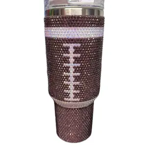 40oz Football bling rhinestone  Stylish Rhinestone Washabletumbler. Drinkware Portable Reusable