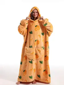 Extra large wearable blanket hoodie with pocket, perfect for parents and kids, single piece design.Combining the functions of a nightgown, homewear, casual wear, sports shirt, and blanket, it is a versatile Christmas gift suitable for giving to mothers, f