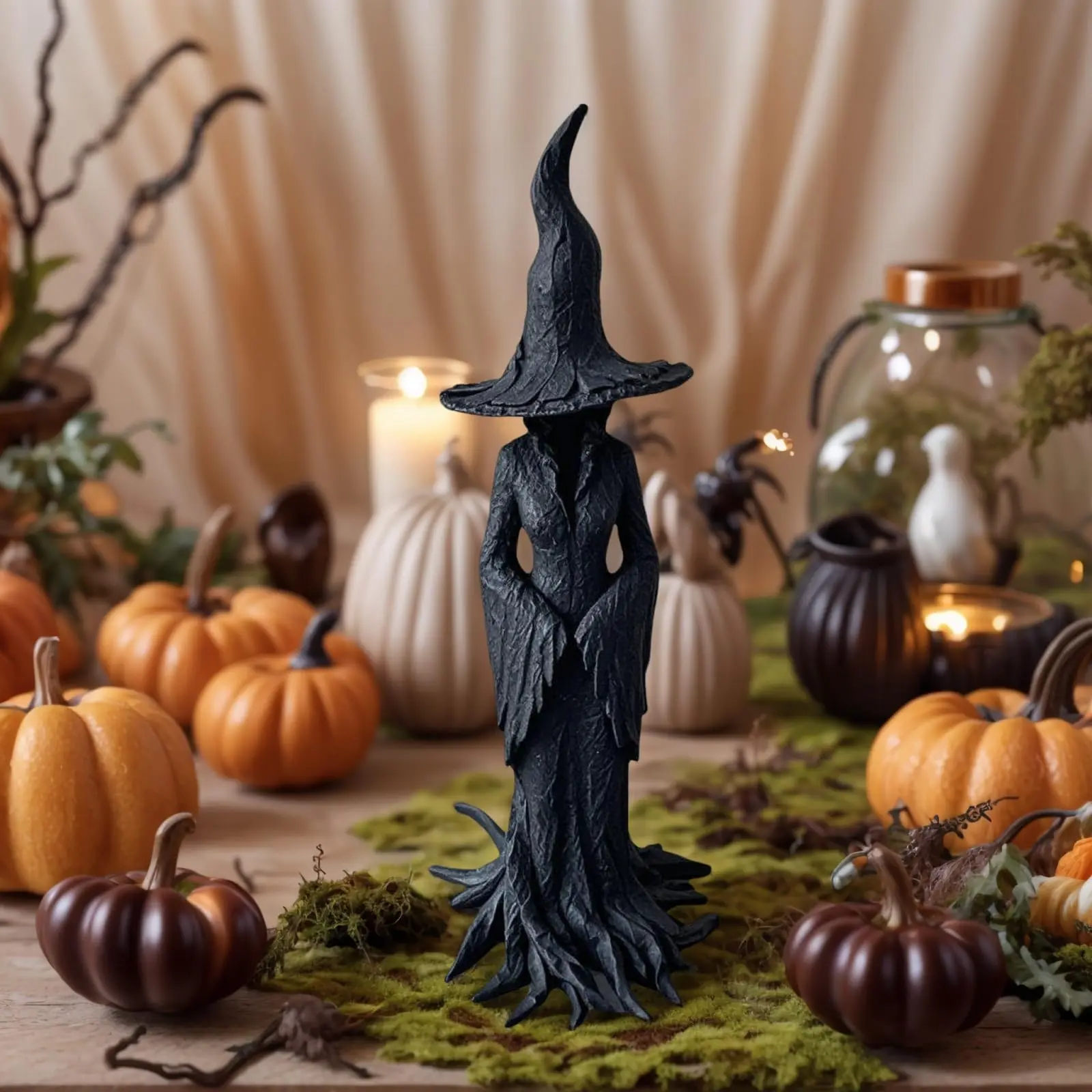 Hand-Painted Enchanting Resin Witch Statue - Home Decor Figurine, Vintage Halloween Decor, Arcane Character Figure Statues, Desktop Ornament, Perfect Gift Idea