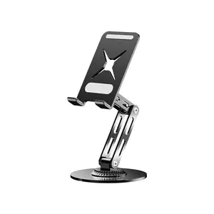 360-Degree Rotating Flat Bracket Metal Support for Lazy People Tablet PC Stand Black Phone Holder