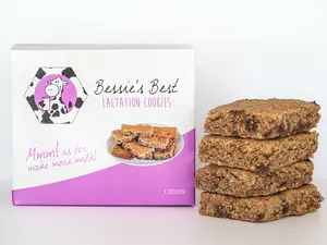 Bessie's Best Lactation Cookies - 1 Dozen - Oatmeal Peanut Butter Chocolate Chip Cookie Bars for Lactation Support - Lactation Snack for Breastfeeding Moms - Fenugreek Free Lactation Brownie for Nursing Moms
