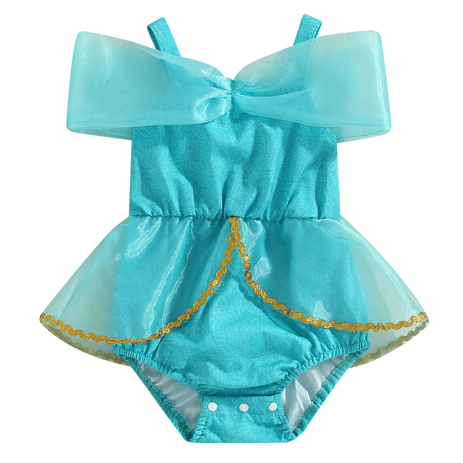 Infant Baby Girl Mesh Tutu Romper Princess Clothes Sleeveless Off Shoulder Tulle Jumpsuit Jasmine Costume Birthday Party Dress Up