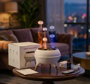 Dynamic Jellyfish Aroma Diffuser 250ML with 7-Color Lights Remote & Touch Control Ultrasonic Aromatherapy for Home Bedroom Office Hotel Sound-Reactive Dancing Mist Dual Control 4H/8H Timer Family-Safe Leak-Resistant