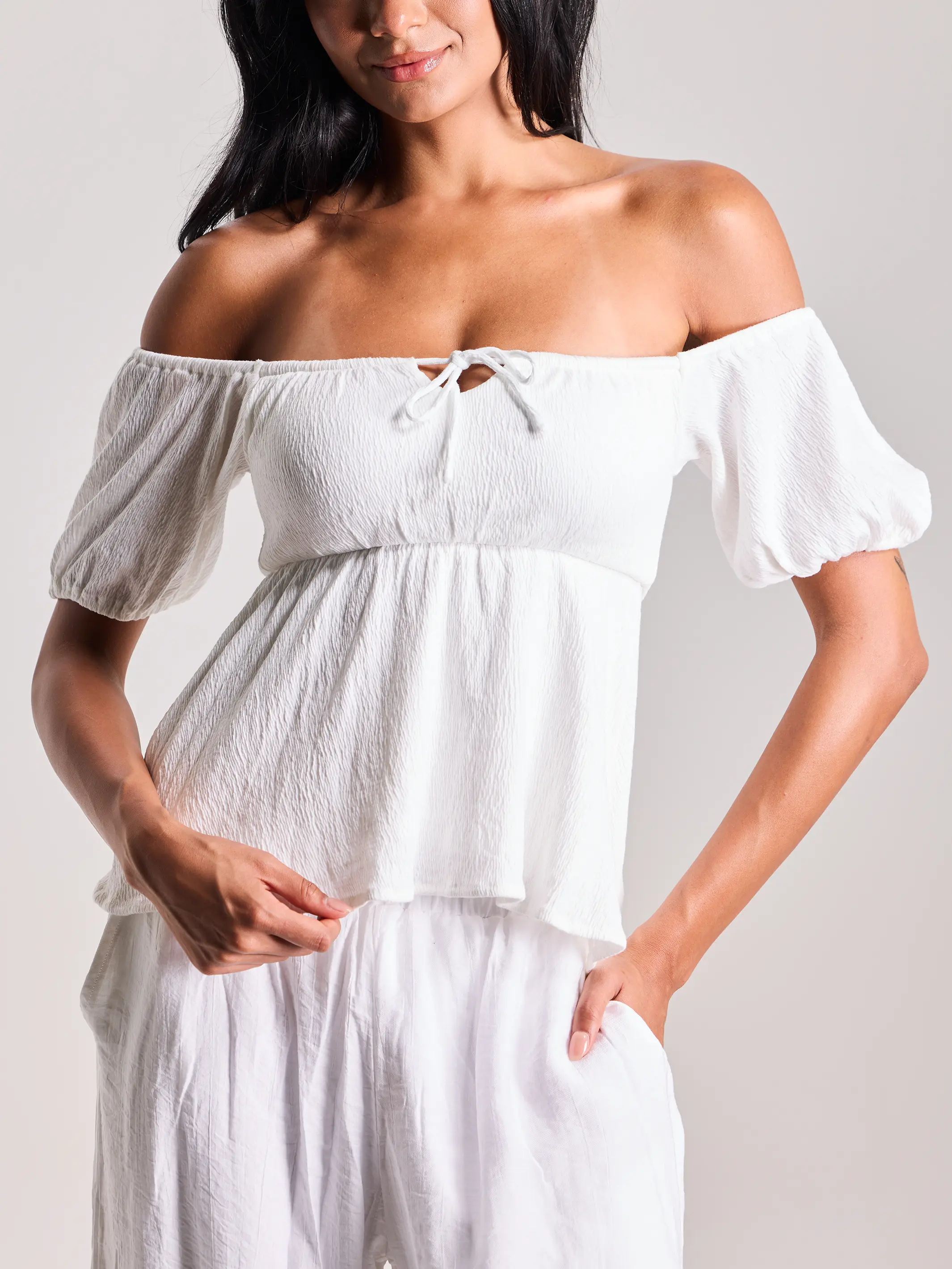 klassy Milkmaid Puff Sleeve Off The Shoulder - Boho Top Short Sleeve, True to Size