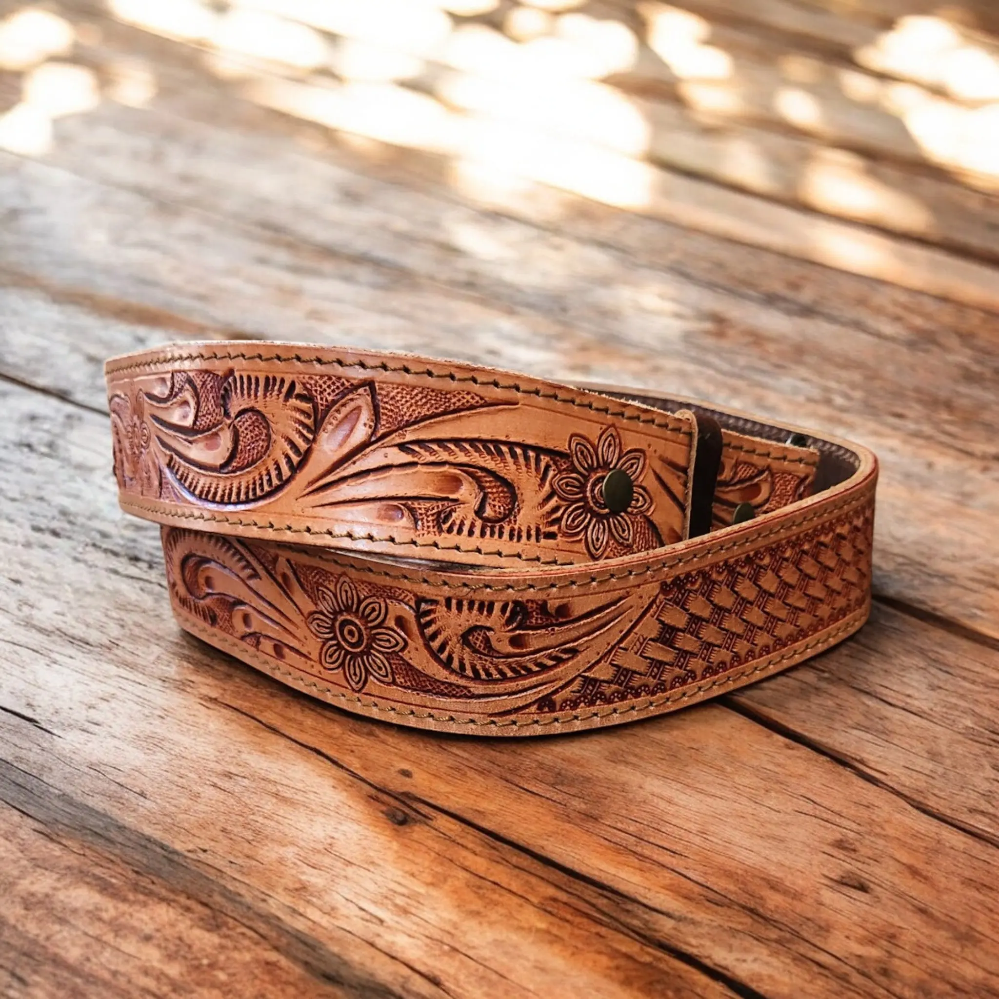 Daisy 40" Hand Tooled Western Purse Strap