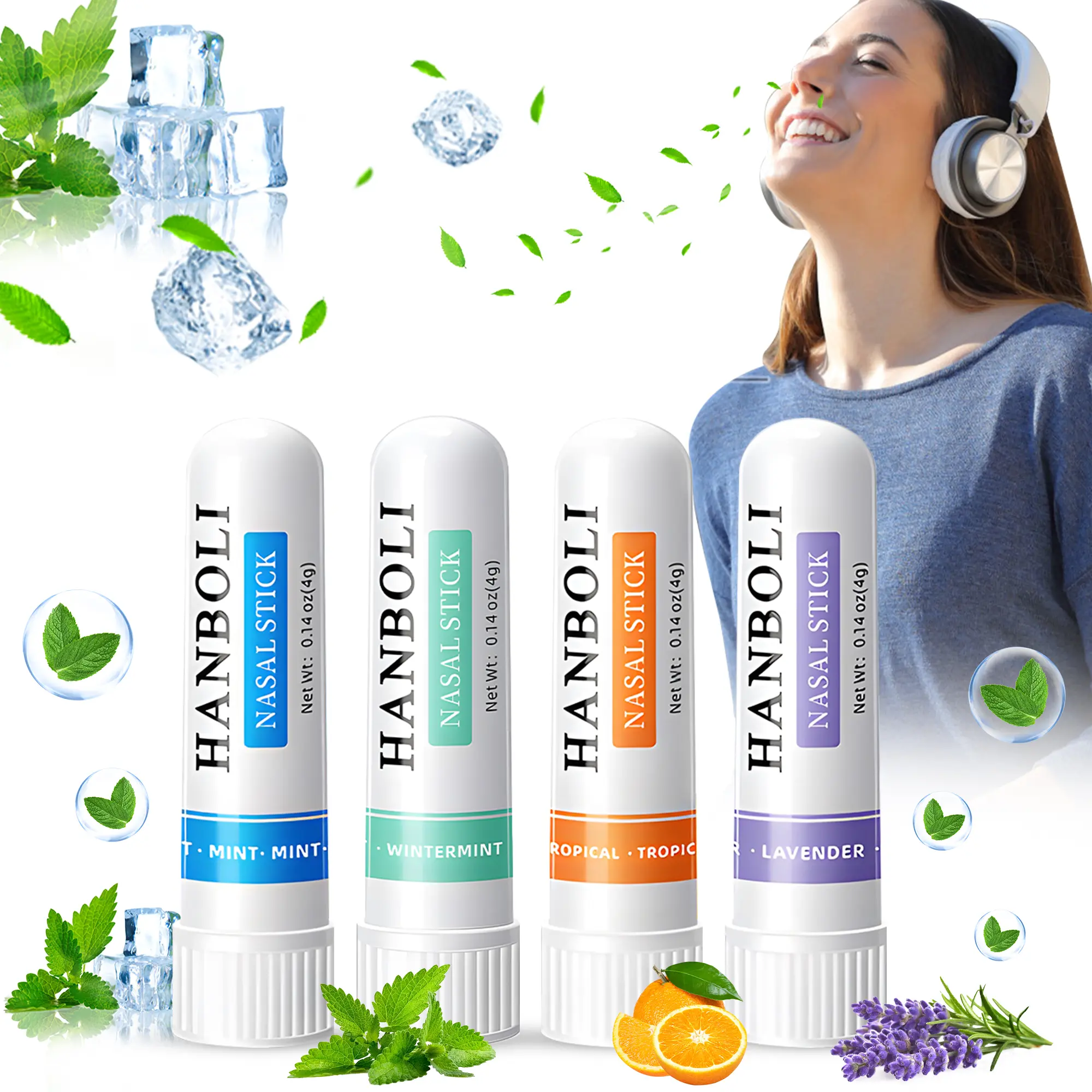 4-Pack Nasal Stick Inhalers, Scented Variety Pack for Sinus & Congestion Relief - Portable Aromatherapy Aid with Cooling Menthol & Natural Essential Oil, Chemical Free, Treatment, Remedies
