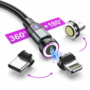 Damatek 240W Magnetic USB-C Charging Cable, 3.3ft/6ft, 360° & 180° Rotation, 3-in-1 Tips for iPhone 16/15, iPad, MacBook, Fast Charging Cable, Braided Durable Cord