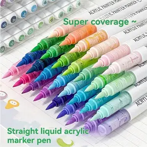 Acrylic Paint Marker Pen, 9 Counts/set Acrylic Paint Marker Pen, Art Marker Pen for Rock Painting, Ceramic, Wood, Canvas, Glass, Stone, Fabric, Craft, Waterproof Acrylic Markers