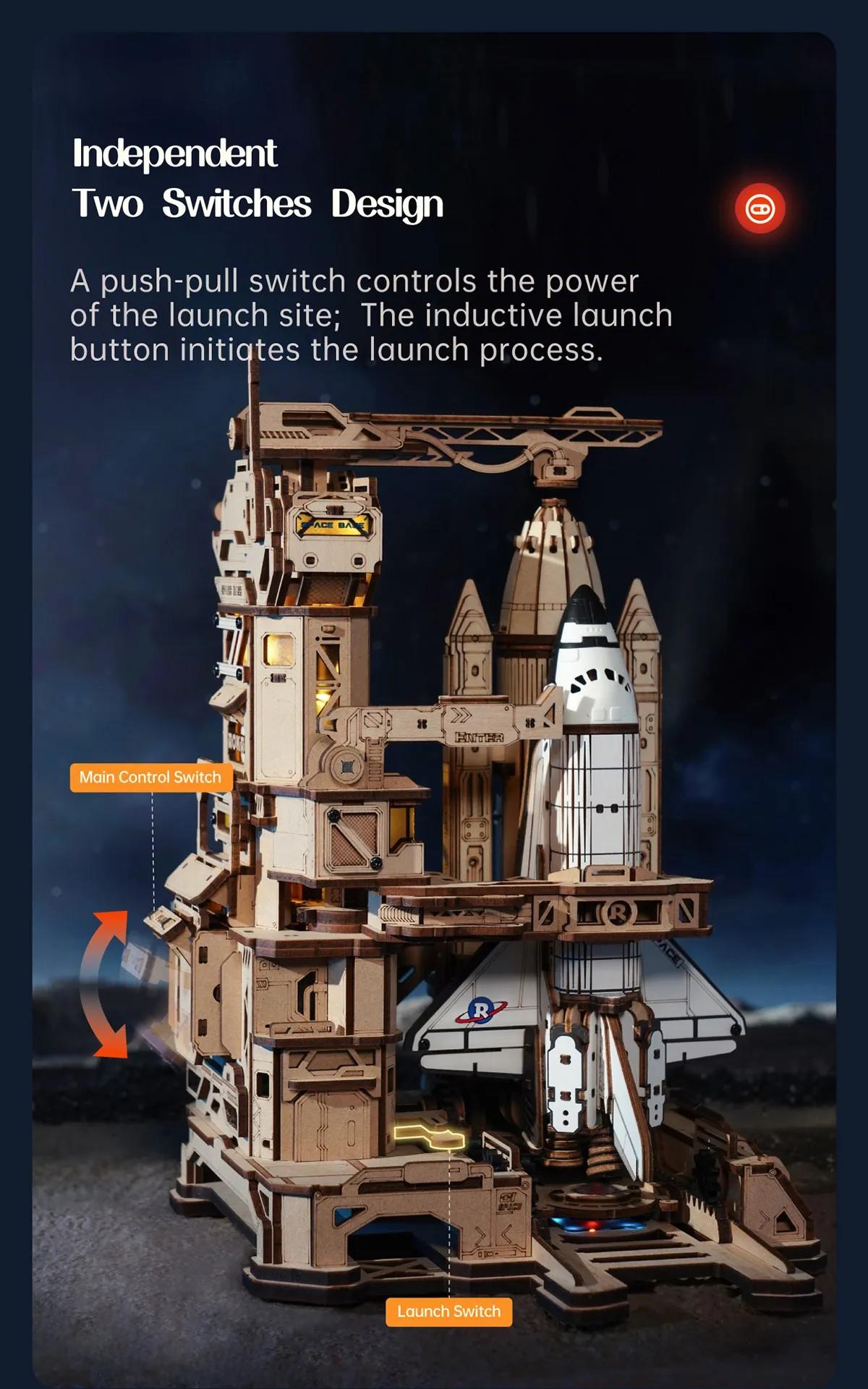 ROKR Space Shuttle LKA02 - Wooden 3D Puzzle Kit, Father's Day Gift Ideas