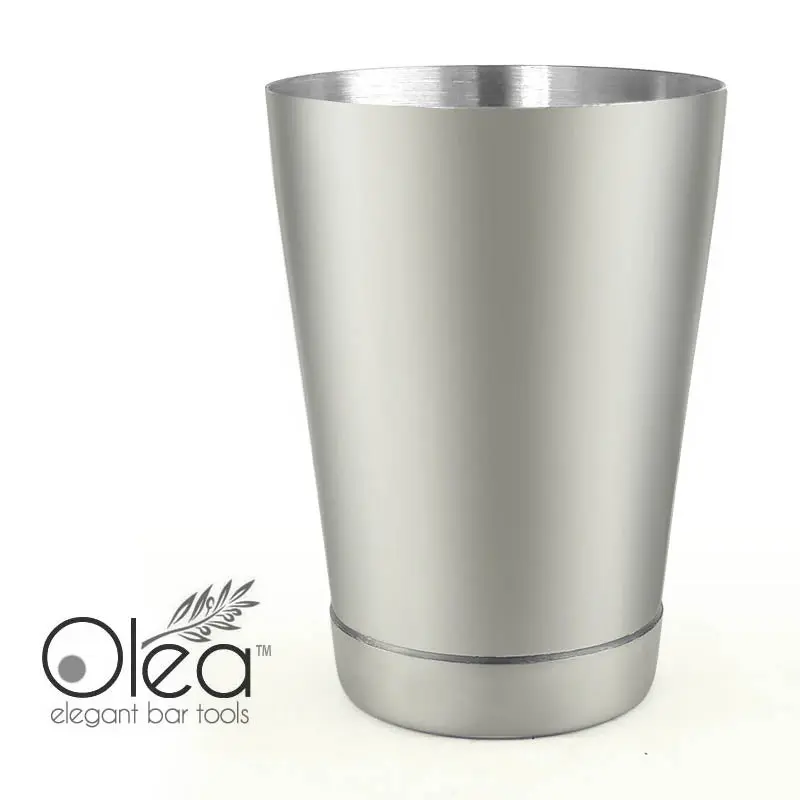 Olea™ Modern Stainless Steel Weighted Base 16oz Classic Cocktail Shaker - 3.25" Rim Diameter, 5" Height Bar Utensil for Craft Mixologists' Beverage Prep, Reflective Finish Tin