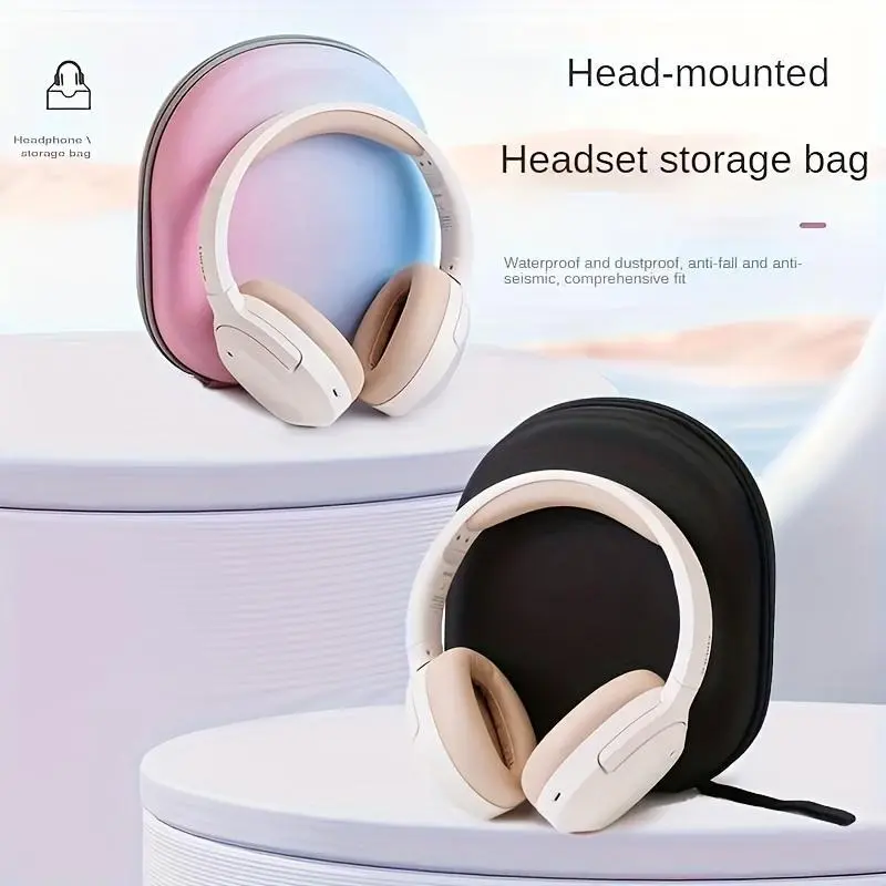 Waterproof Headphone Case, Hard Shell Storage Bag, Anti-Fall, Dustproof, Compatible with Edifier W820NB, Baseus, JBL Tangmai, Black Finish, No Assembly Required