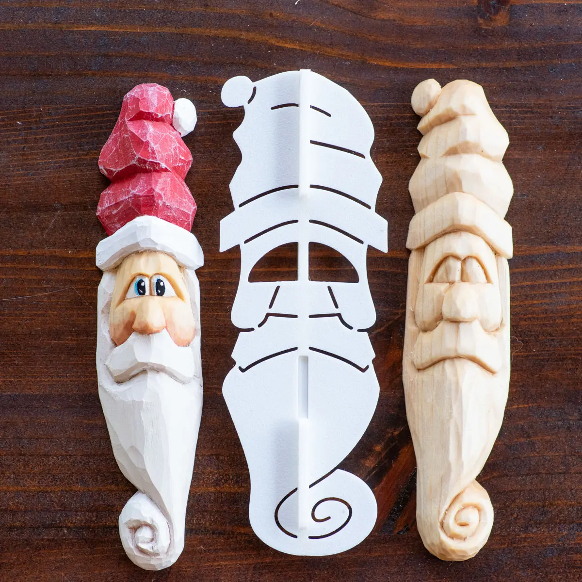 Folk Swirly Beard Santa Wood Carving Stencil | 3D Printed Template for Caricature & Wood Spirit Designs | Tutorial Video Below
