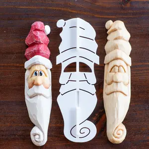 Folk Swirly Beard Santa Wood Carving Stencil | 3D Printed Template for Caricature & Wood Spirit Designs | Tutorial Video Below