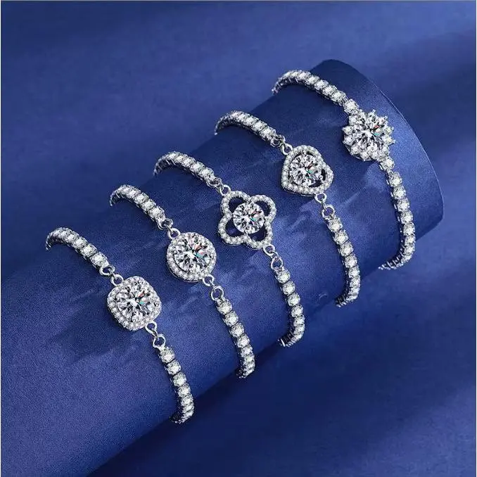 【Must be】S925 Silver Premium 2ct  cubic zirconia Stackable Bracelet - New Release | Adjustable Fit  | Elegant & Timeless Gift for Women (Birthday/Valentine’s Day/Anniversary) bracelets for women |  Jewelry Accessories，dealsforyoudays gift