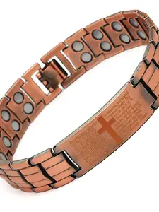 Men's pure copper magnetic therapy braceletEaster cross style, adjustable size. It's the perfect holiday gift for dad/husband. A functional Easter gift jewelry.With regulator Pure Copper Bracelets