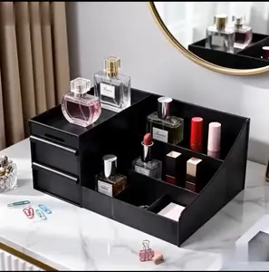 Partitioned cosmetic storage box, keeping your beauty products neatly organized and ready for easy access whenever you need them. Organiser clear vanity drawers deep  holder gift Multifunctional Bins large capacity countertop organizer multi-layer design