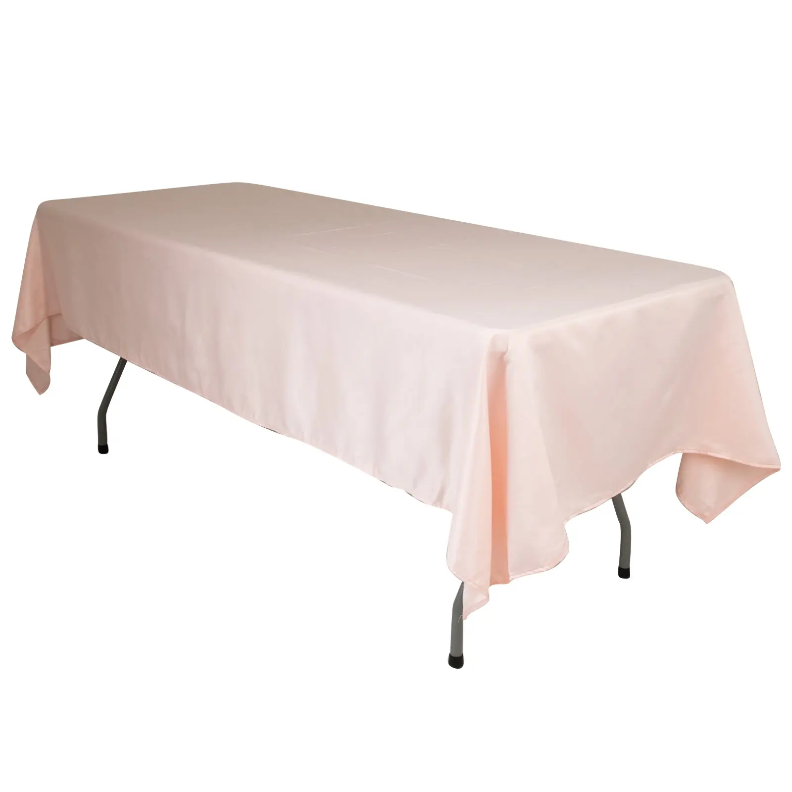 Lamour Polyester Solid Satin Rectangle Tablecloth, 60"x102" Blush Pink - Durable, Silky Soft Cover for Home, Wedding, Outdoor Dining Table, Business Backdrops, Movie Props