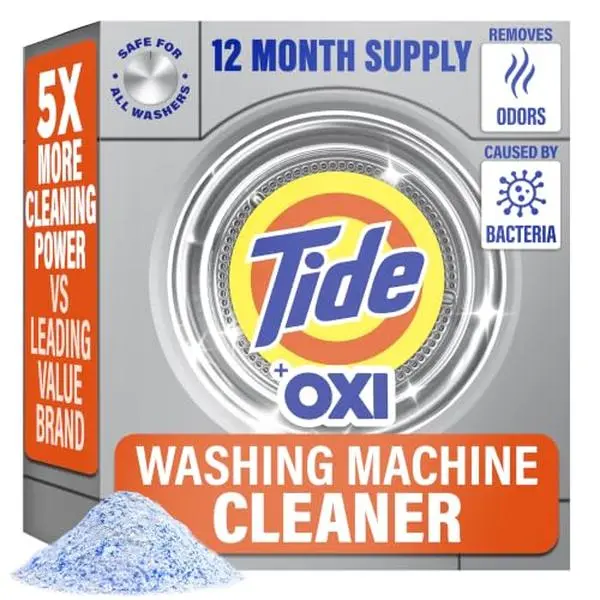 Tide Washing Machine Cleaner 52 Week Supply with Oxi for Front and Top Loader Washer Machines, Deep Cleaning Residue & Odor Eliminator, 12 Month Supply (Packaging May Vary)