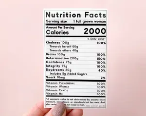 Woman Nutrition Facts Vinyl Sticker
