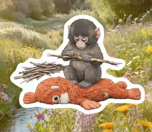 Punch Monkey Sticker Or Magnet Sticker , Cute Monkey Meme Stickers, Punch-Kun Macaque Monkey Baby with Orangutan, Waterproof Laptop Decal