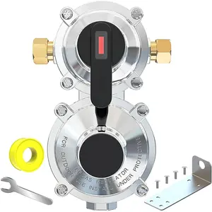 RV  2-Stage Auto Changeover LP  Gas Regulator with Valve Support Features Auto  Over from Empty to Full  Tank Dual  Tank Regulator for RV   Camper