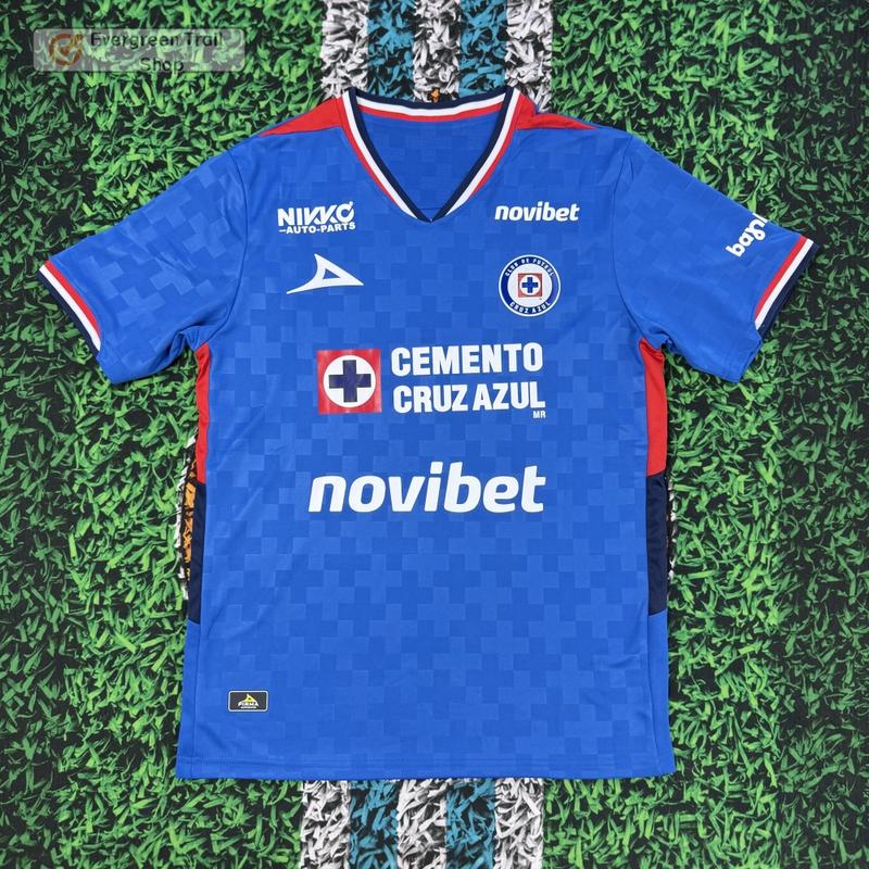 2526 CRUZ AZUL Home Short Sleeve Top Retro Soccer Jerseys Quick Dry ...