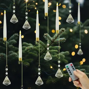 Christmas Tree Candles  Operated with Remote, Clip  Candles with   Ornaments & Hooks for Christmas Tree, Flickering LED Candlesticks for Winter  Year  Party Decor, 10 count
