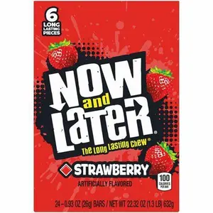 Now and Later Strawberry Chews Candy, 0.93 oz (24 Count) - Snack Sweet American sweets planet gummies fall Bonbon Flavor Fruit Flavored Chewy