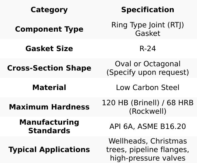 R-24 Ring Joint Gasket (Low Carbon Steel) | API 6A / ASME B16.20 RTJ Flange Seal
