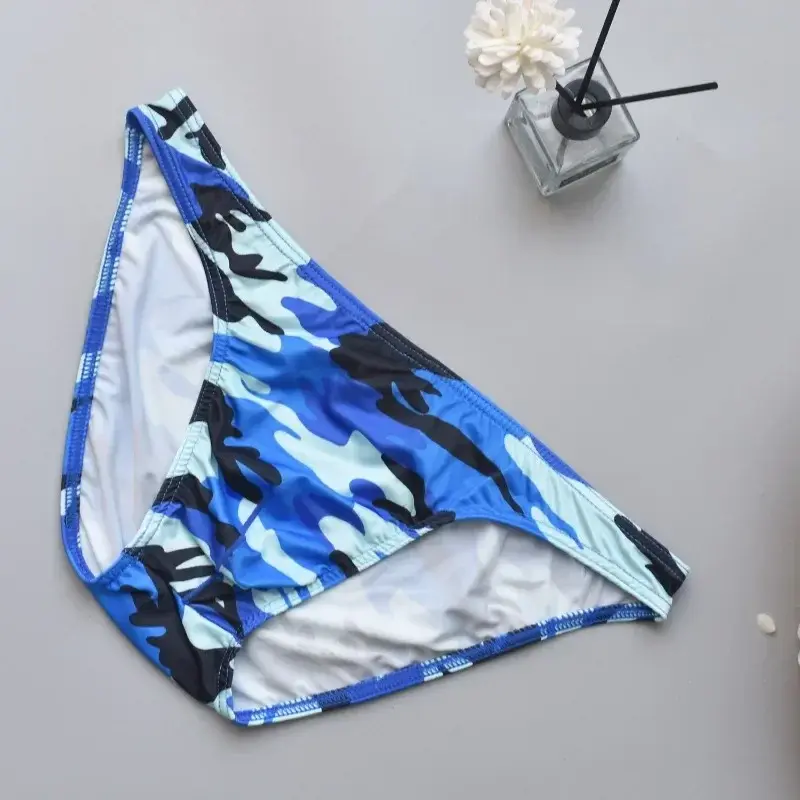 ANGELIX Menswear Men's Stylish Camouflage Print Briefs, Elastic Soft U-Pouch Bikini Underpants, Breathable Lingerie