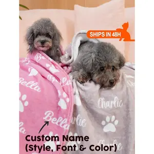 Custom Girl/Boy Puppy/Kitty Blanket Name, Personalized Dog/Cat Name Blanket, Personalized Blanket With Dog Paw/Fish Bones, Pet Birthday Gift, Coming Home Gift Pet. Ornamental,Customized Home Goods Ideal Gifts For Her Her, Family,