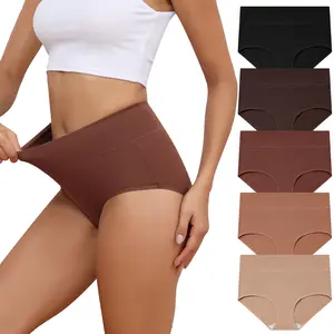 LEVAO Women's High Waist Cotton Underwear Soft Comfy Brief Stretch Ladies Full Coverage Panties 5/10 Pack S-XXL