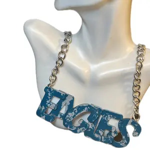 Fly High Like An Eagle Eagles Necklace - Unique Cuban Link Chain Design with Blue Elements and Gold Chain