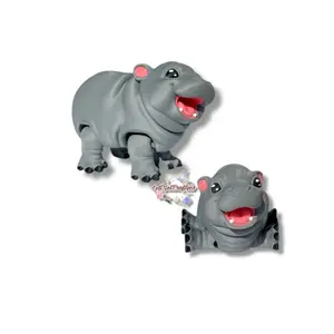 Miniature Chubby Hippopotamus Fully Articulating Figurine with Bendable Limbs and Expressive Face Features