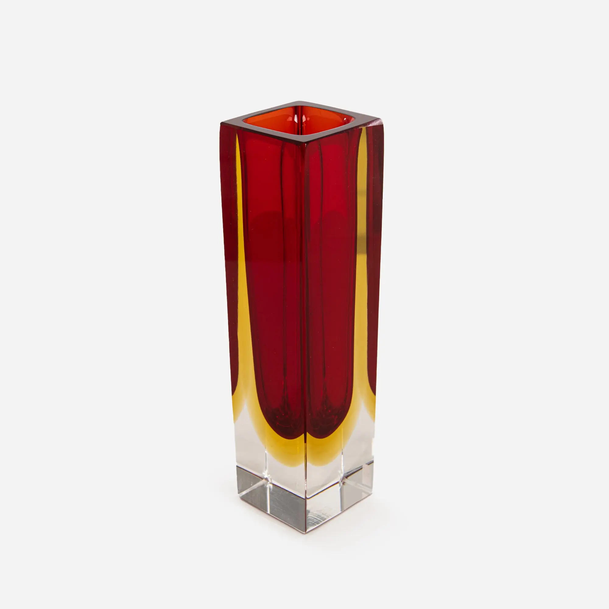 Sommerso Art Glass by Murano Red Bud Vase
