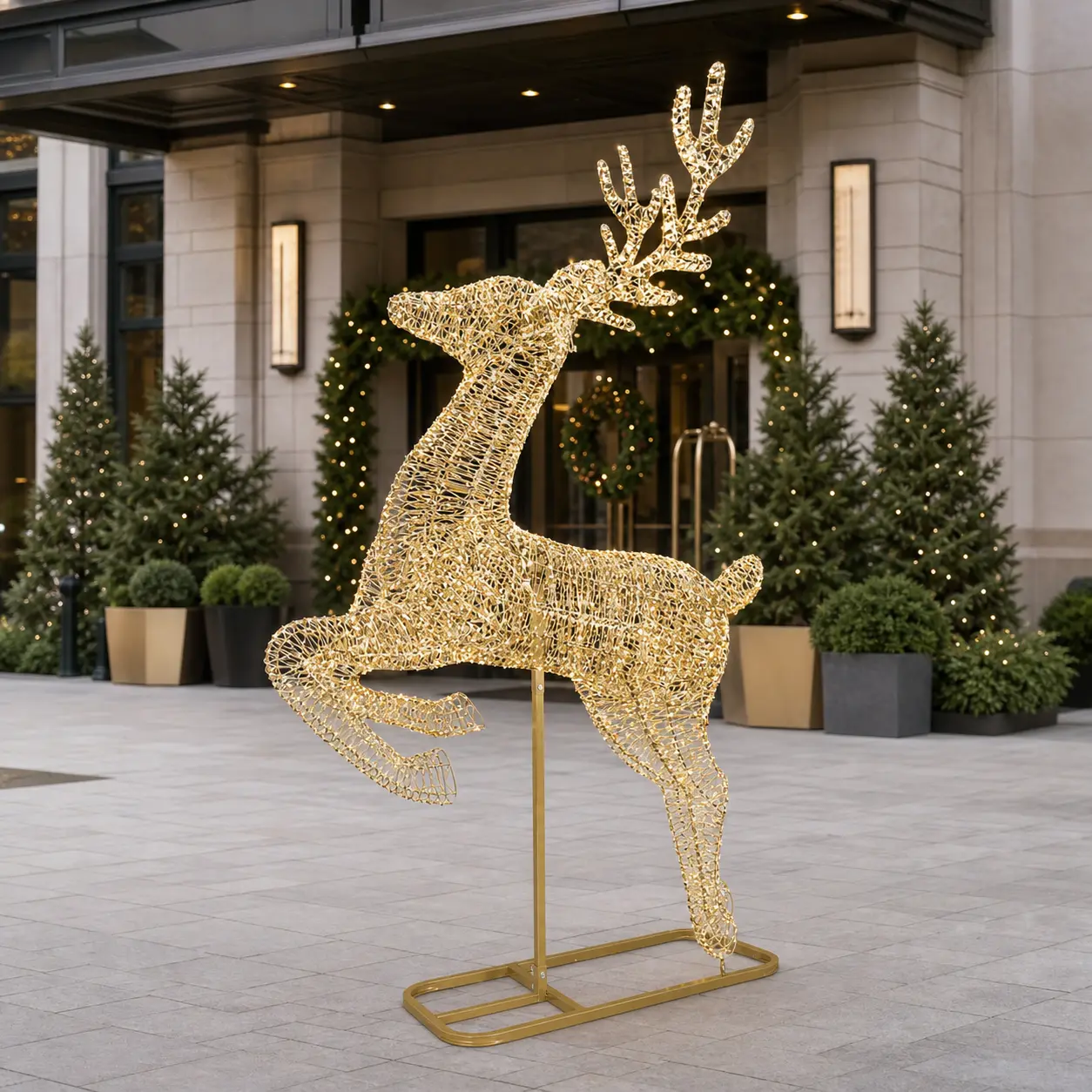 9.5 FT Gold Reindeer Micro Warm White LED