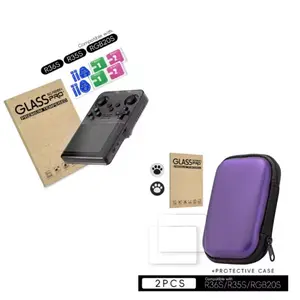 Portable Game Console Bag for R36s/r35s/rgb20s, Includes 2 Protective Films and 2 Button Caps, Ideal for Travel and Storage