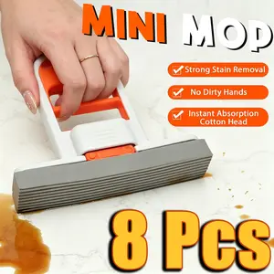 4/8‑Unit High‑Efficiency Foldable Desktop Handheld Mop, Multifunctional Self‑Wring Cleaning Brush for Home, Dormitory & RV Surface Maintenance