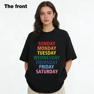 Men Women Colorful Weekday Pattern Tshirt Unisex Crewneck Basic Tee Comfortable Breathable Daily Wear