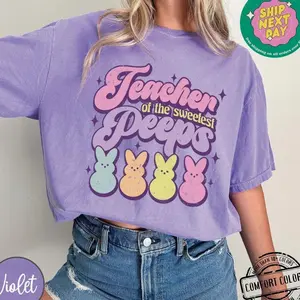 Graphic Teacher Of Sweetest PeepsTshirt, Easter Teacher Shirt, Funny Teacher, Easter Teacher Gift, Teacher Bunny Shirt MPNOU
