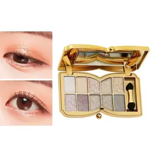 10-Color Luxury Shimmer Eyeshadow Palette with Brush and Mirror, Matte and Pearlescent Eyeshadow Palette, Long-Lasting and Easy-to-Apply Eyeshadow, Create Gorgeous Looks for Music Festivals, Easter, and Lining Up