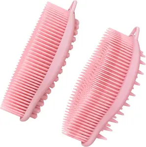 2-in-1 Shower Scrubber for Body Care, Silicone Loofah and Body Scrubber Exfoliator for Men and Women, Pink