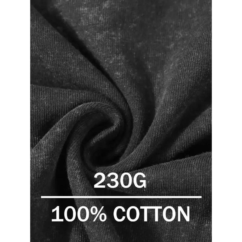 [Vintage Wash] High Quality T-shirt PARAMORE High Quality Cotton Black T-shirt |   Men's Off-shoulder Round Neck Short Sleeves 230g Washed Pattern