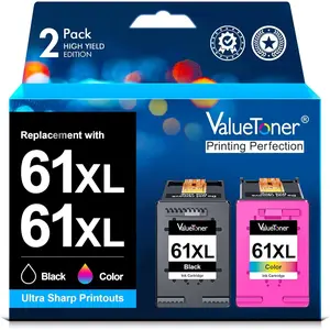 Remanufactured Ink Cartridges Replacement For HP 61 Ink Cartridge, 61XL Combo Pack, Works With HP Envy 4500, 4502, 5530, Deskjet 2540, 3510, OfficeJet 4630 Printer (1 Black, 1 Tri-Color, 2-Pack)