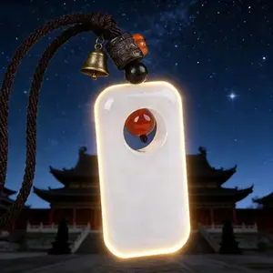 Blessed Taoist Jade Pendant - Handcrafted White Jade Necklace with Red Agate, Spiritual Protection & Good Luck Amulet for Men & Women