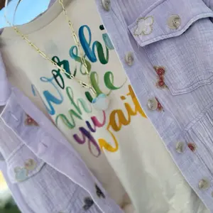 Worship While You Wait Gildan Tshirt Ivory Tee