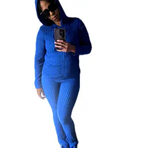 Ribbed Hooded Sweater Set & Sunglasses
