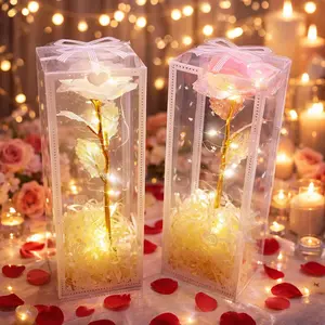 Light-Up Iridescent Rose with LED Fairy Lights in Gift Box