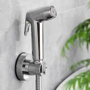 Handheld Bidet Sprayer for Toilet, Muslim Shower Bidet Attachment, Cloth Diaper Toilet Sprayer, Jet Spray with Bidet Hose for Feminine Wash (Chrome)